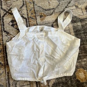 A new day cropped button linen tank top